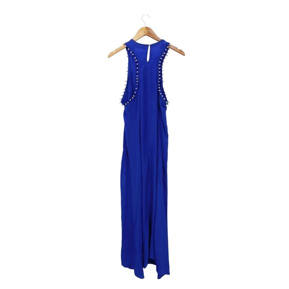 NWT H&M Studio Deep Blue Sleeveless Beaded Detail Maxi Dress Size Large - Picture 3 of 8